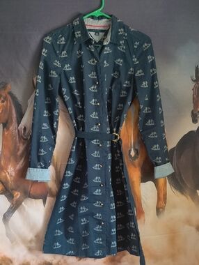 Tommy Hilfiger Navy Nautical Printed Dress with Self-Tie Belt
